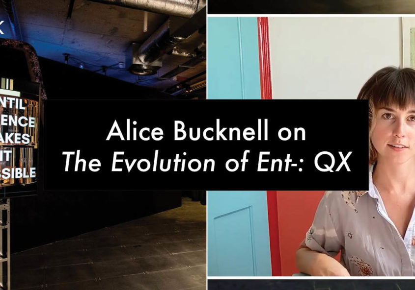 A thumbnail image with a text saying Alice Bucknell on The Evolution of Ent-: QX